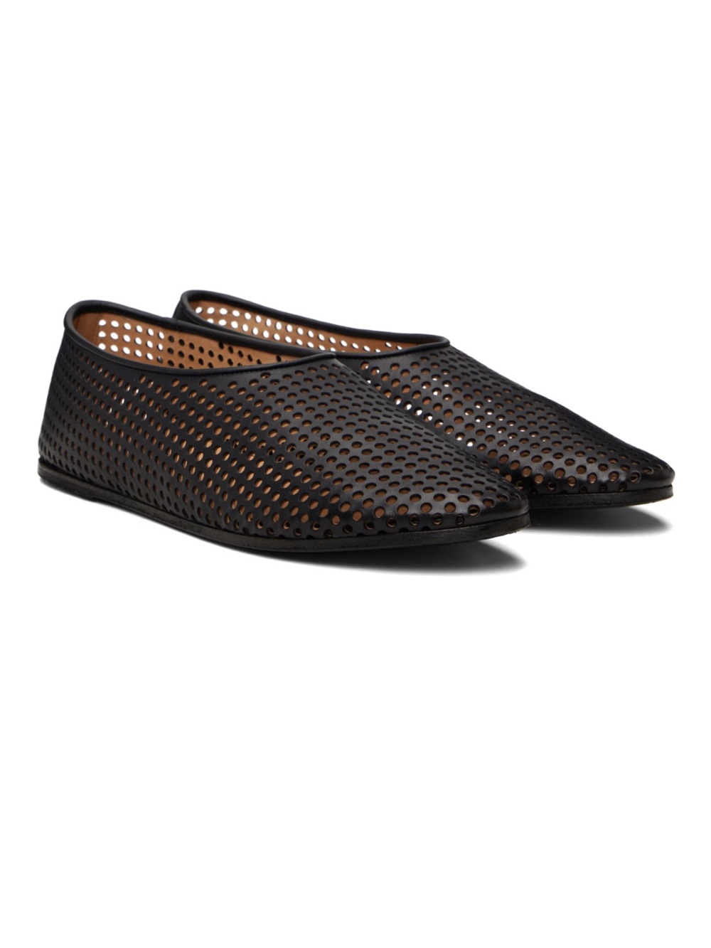 Marsèll Black Perforated Ballerina Loafers